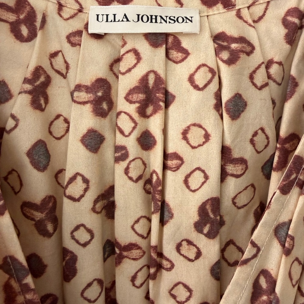Ulla Johnson Beige Tiered Long-Sleeve Dress with Rust Floral & Teal Accents - Picture 2 of 2